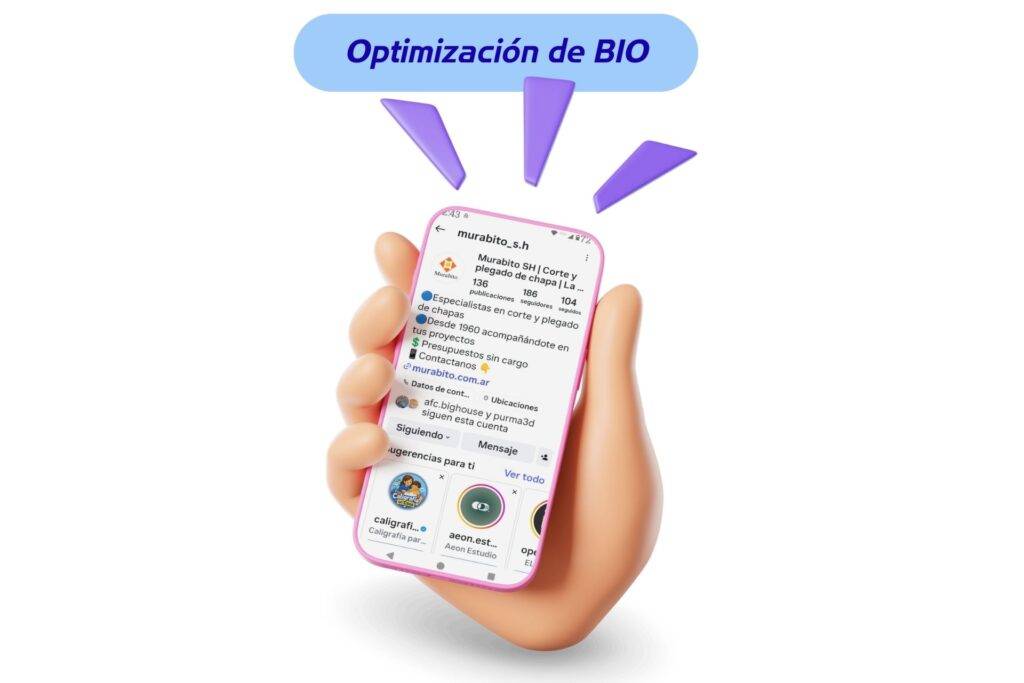 Optimización de redes sociales para Murabito SH realizado por Antonela Casagrande community manager, social media manager y creadora de contenido AI