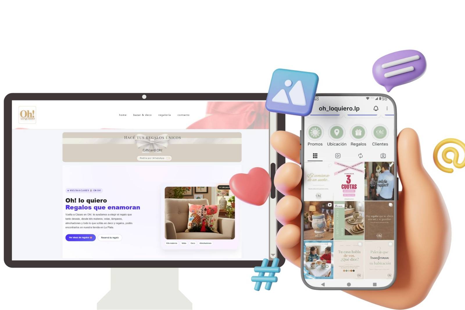 Gestión de redes sociales para Oh!Lo Quiero realizado por Antonela Casagrande community manager, social media manager y creadora de contenido AI