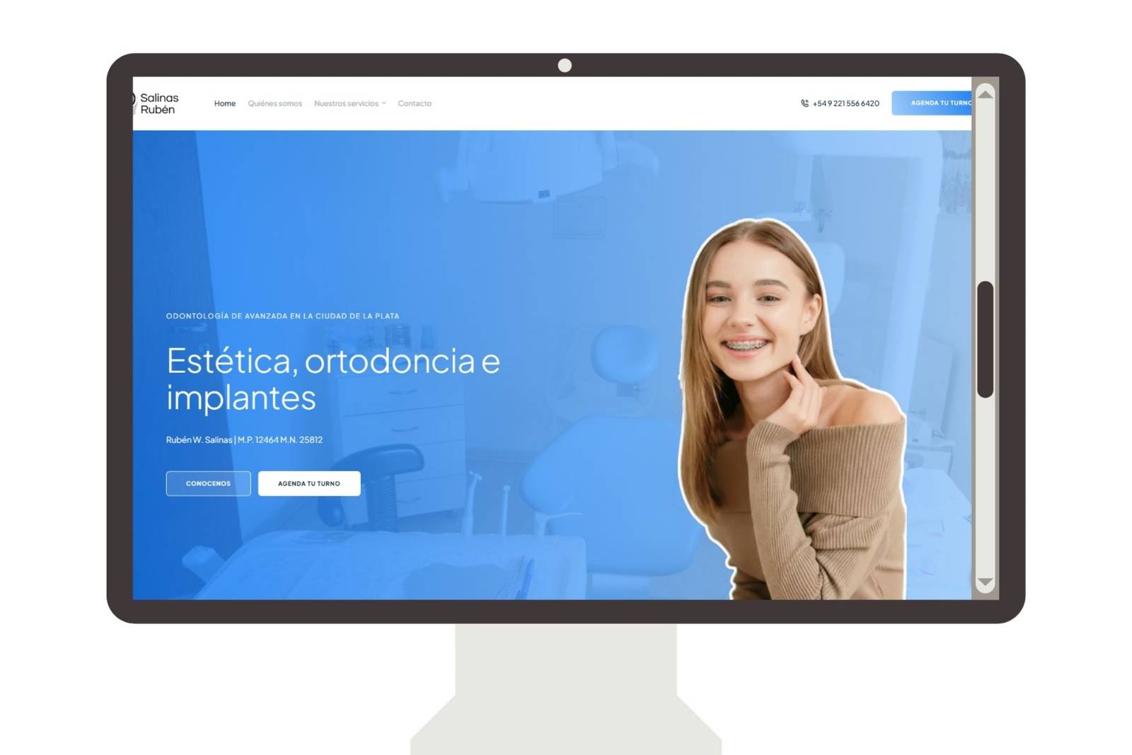 Diseño de contenido para web para Salinas Odontología realizado por Antonela Casagrande community manager, social media manager y creadora de contenido AI