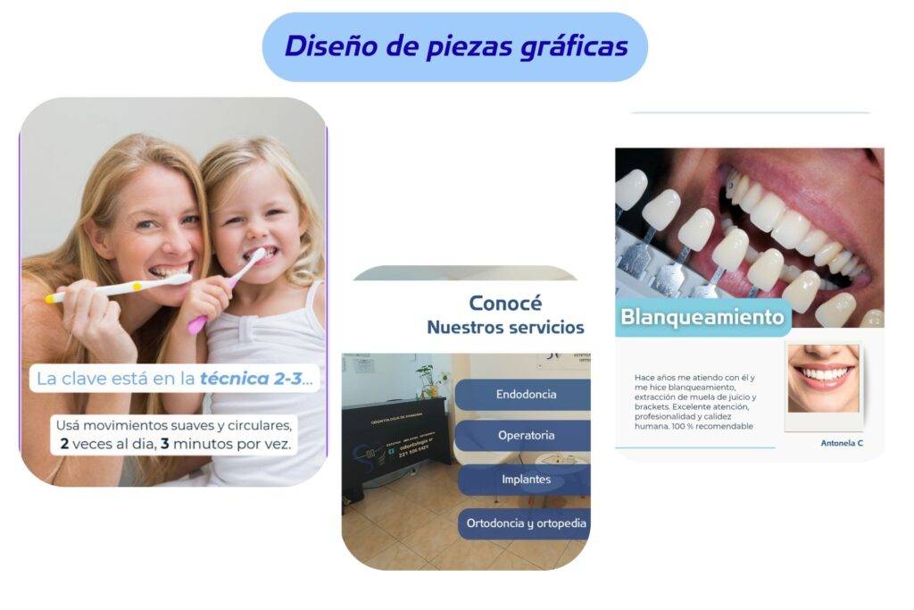 Diseño de contenido para redes para Salinas Odontología realizado por Antonela Casagrande community manager, social media manager y creadora de contenido AI